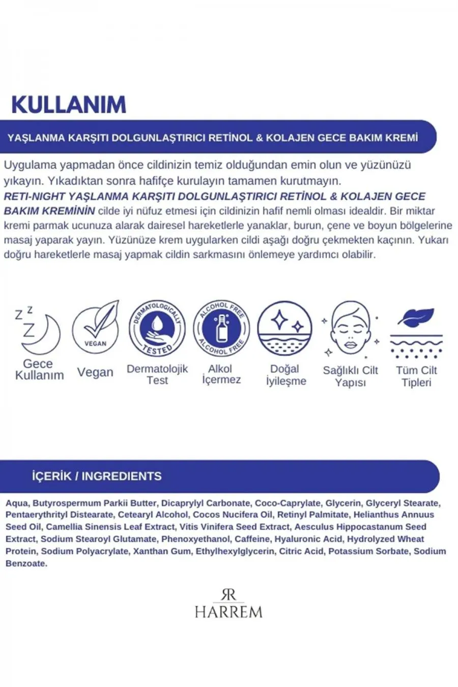 Reti-night Krem Yaşlanma Karşıtı Dolgunlaştırıcı Retinol & Kolajen Gece Bakım Kremi 50 ml