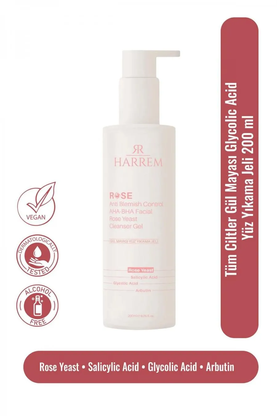 Rose Series Tüm Ciltler Gül Mayası Glycolic Acid Hassas Yüz Yıkama Jeli 200 Ml