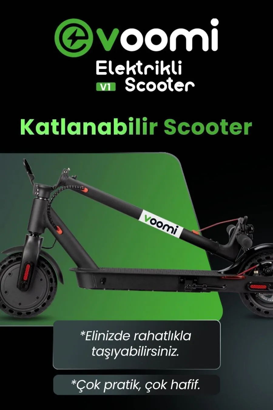 Hızlı Şarj Özellikli Konforlu Elektrikli Scooter - siyah