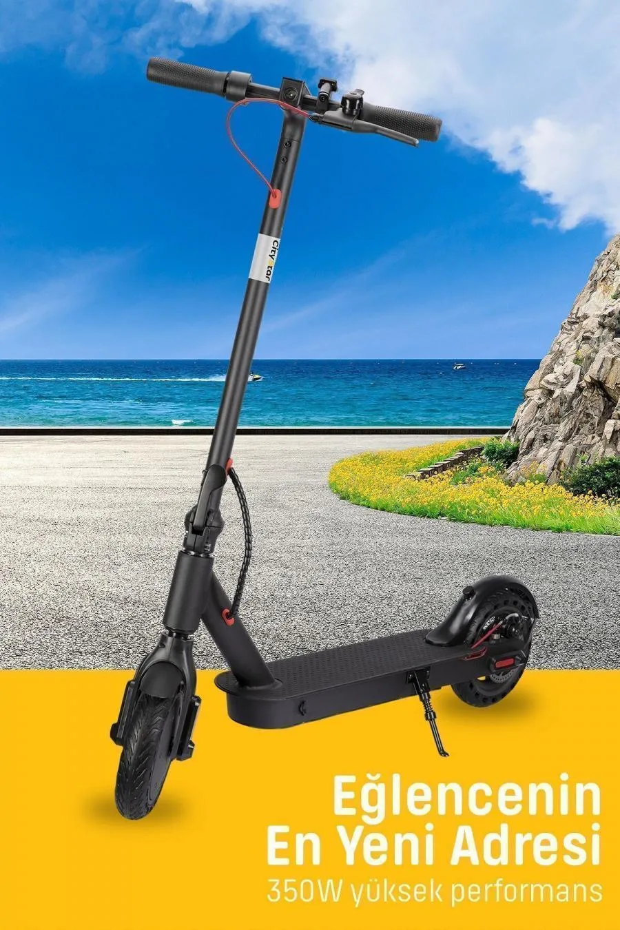 Yeni Nesil Güçlü Fırçasız Motor Elektrikli Scooter - siyah