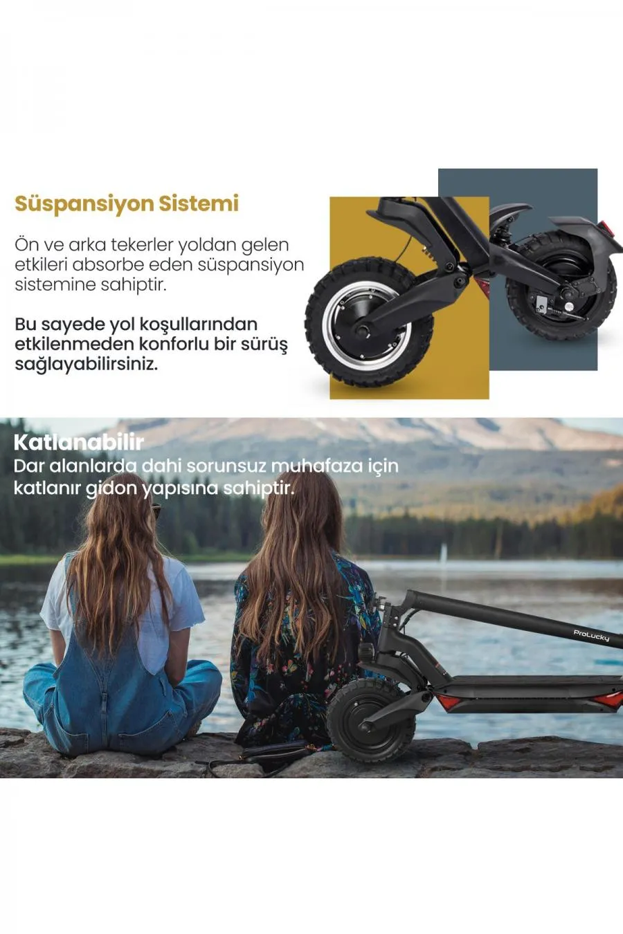 Safari 800W Çift Süspansiyonlu Elektrikli Scooter - siyah