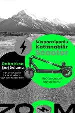 500W Katlanabilir Ön ve Arka Çift Süspansiyonlu Elektrikli Scooter - siyah