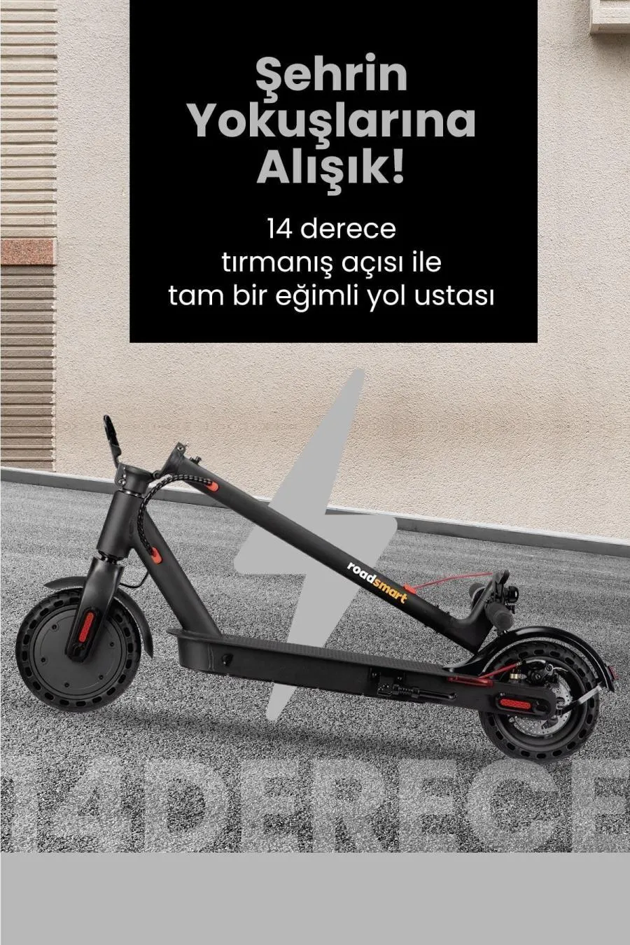 Garantili Katlanır Patlamaz Lastik Elektrikli Scooter - Siyah