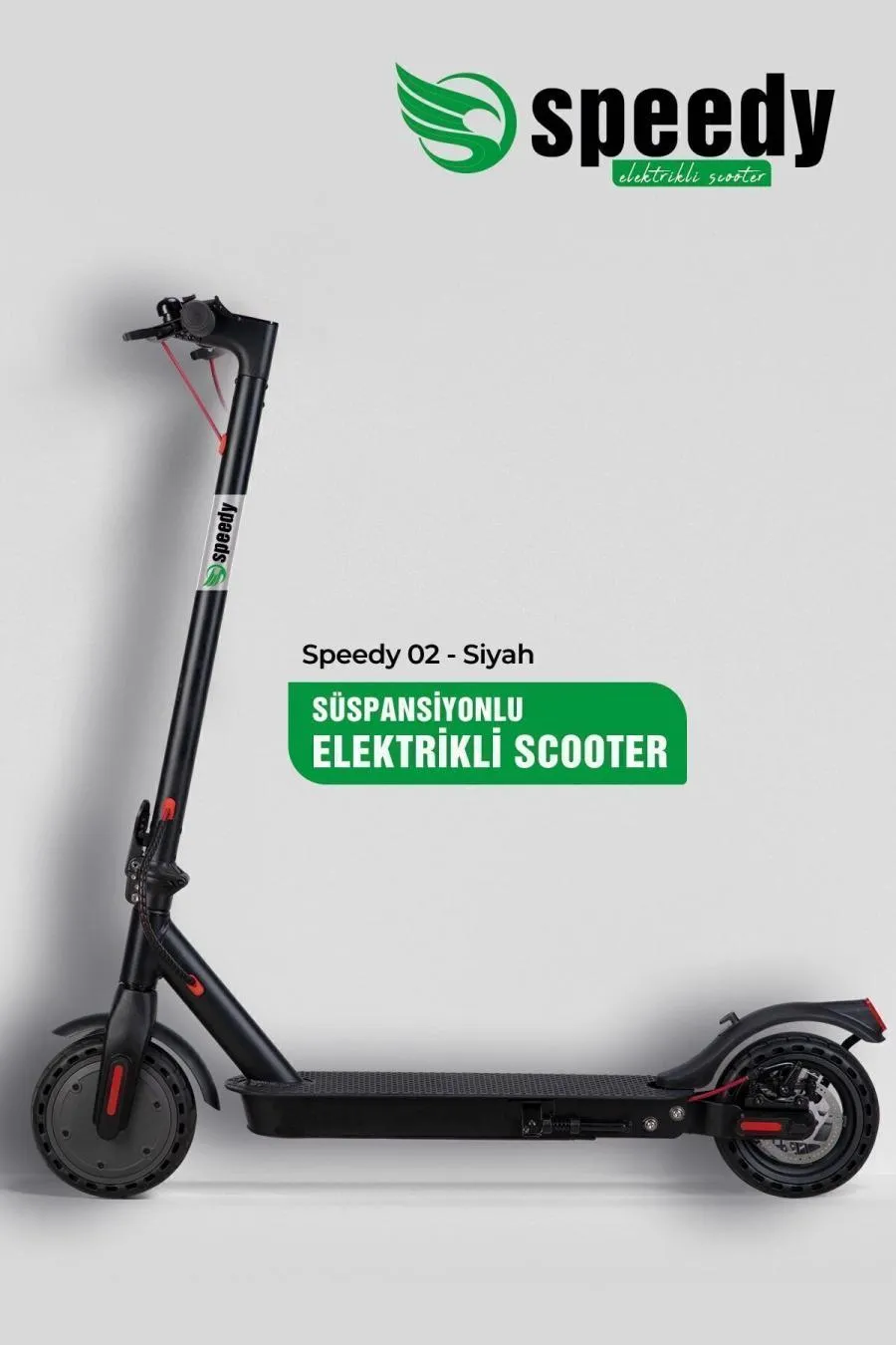 350w Güçlü Motor Süspansiyonlu Katlanabilir Elektrikli Scooter - siyah