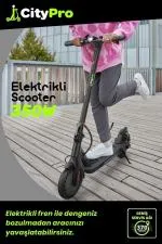 CityPro 350W Güçlü Motor Katlanabilir Elektrikli Scooter - siyah