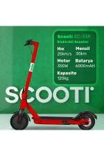 Kırmızı Katlanabilir Farlı Elektrikli Scooter - KIRMIZI