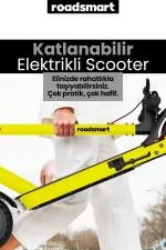 Amortisörlü Garantili Katlanır Patlamaz Lastik Elektrikli Scooter - Sarı