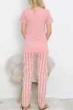 Desenli Pijama Takımı Pembe - 18735.1567.