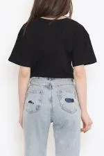 Beli Lastikli Crop Tişört Siyah - 16550.1567.