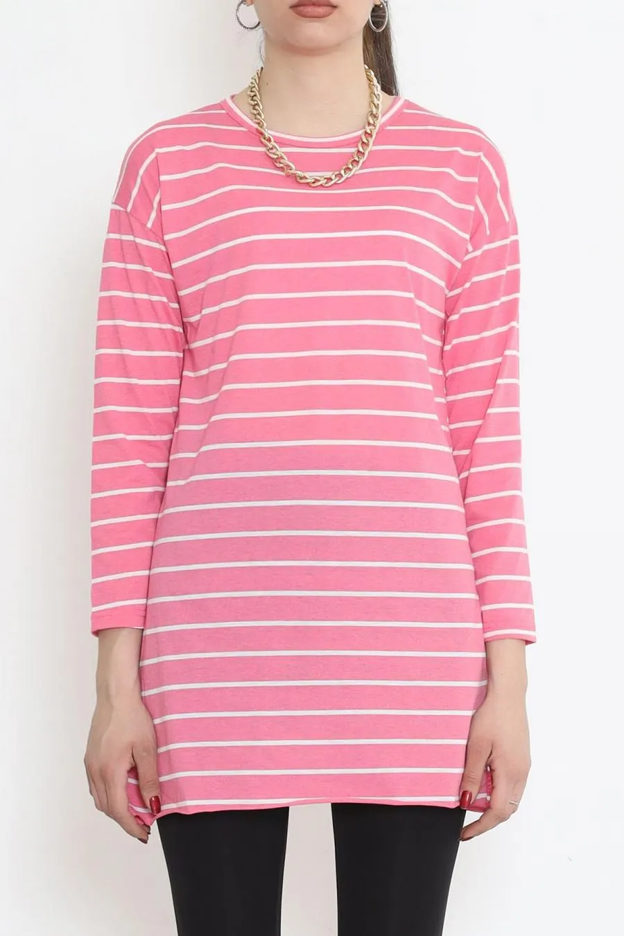 Çizgili Tunik Pembe - 11313.1567.