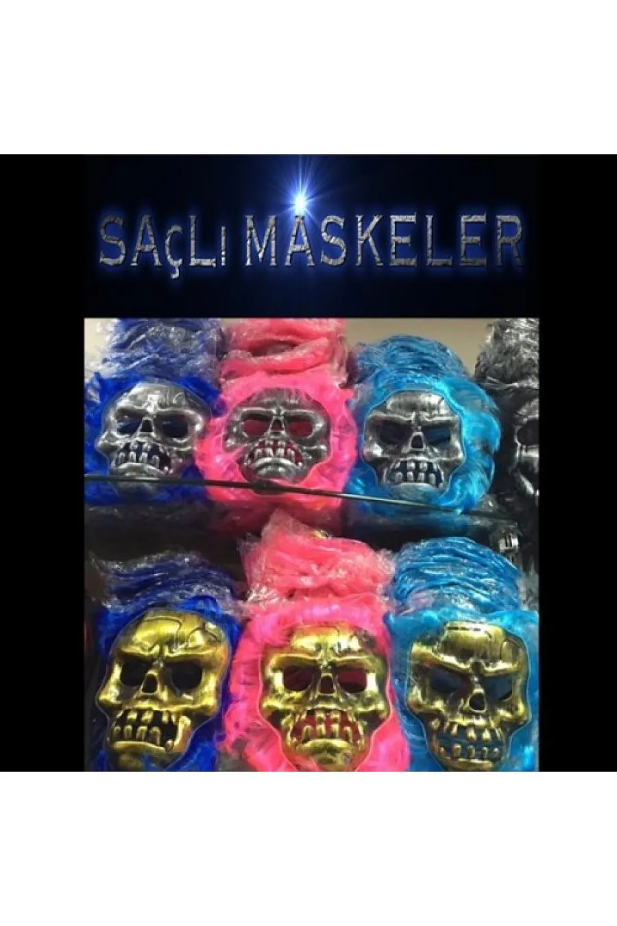 Saçlı İskelet Yüzlü Maskeler