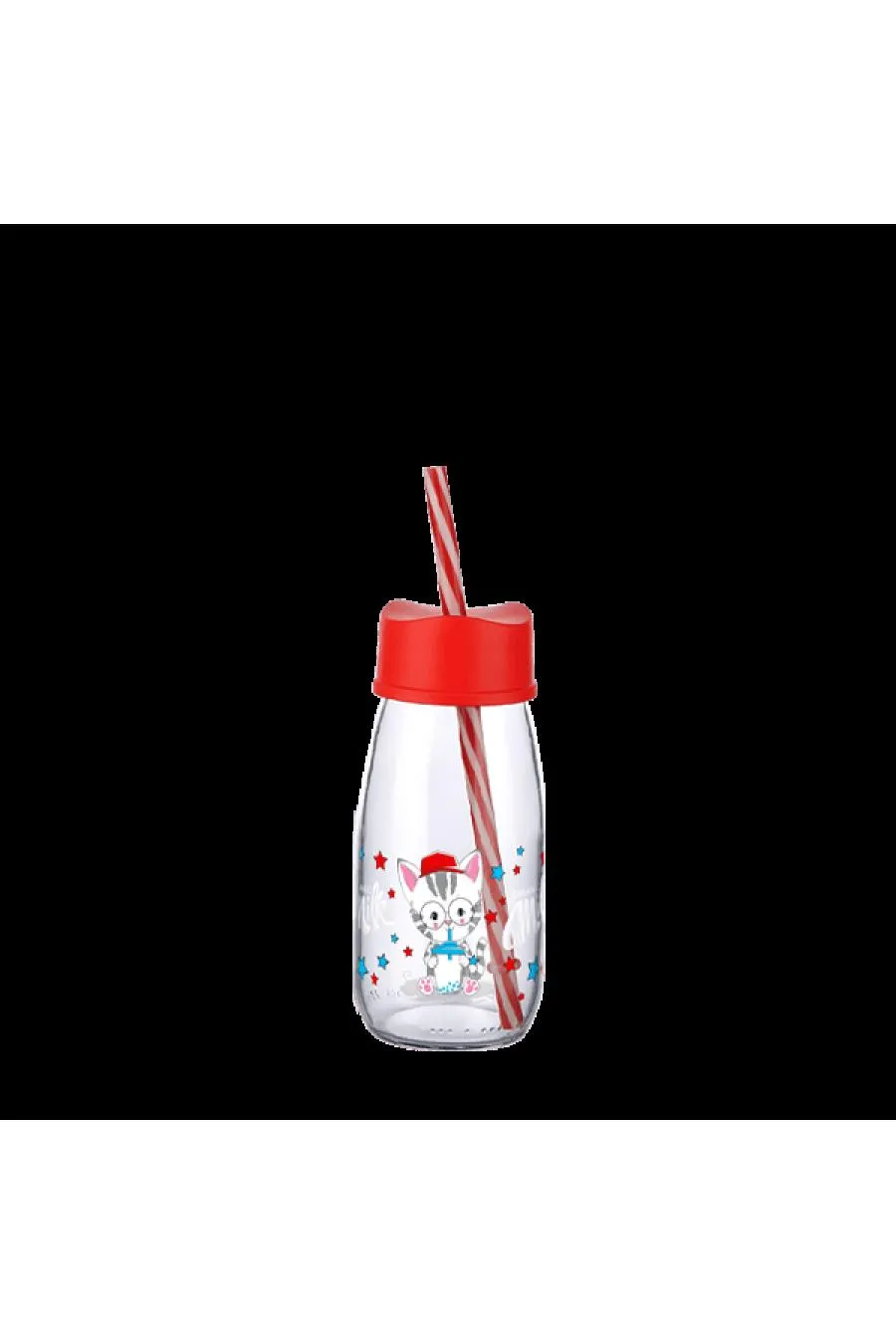 Pipetli Su Ve Süt Şişesi Cam 250 ML - Kırmızı