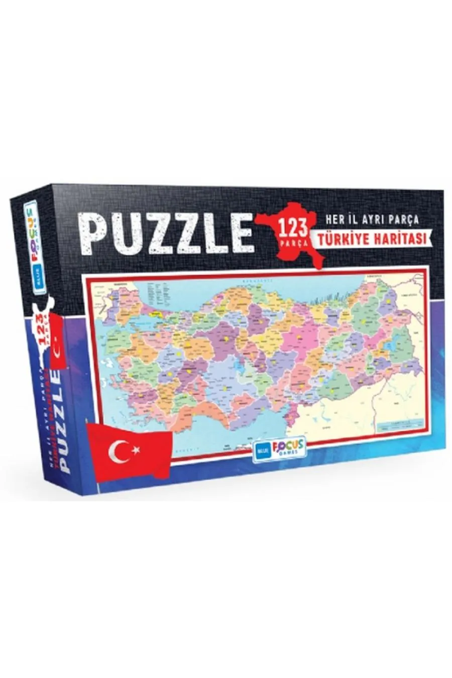 Blue Focus Türkiye Haritası Kutulu - Puzzle 123 Parça  (4022)