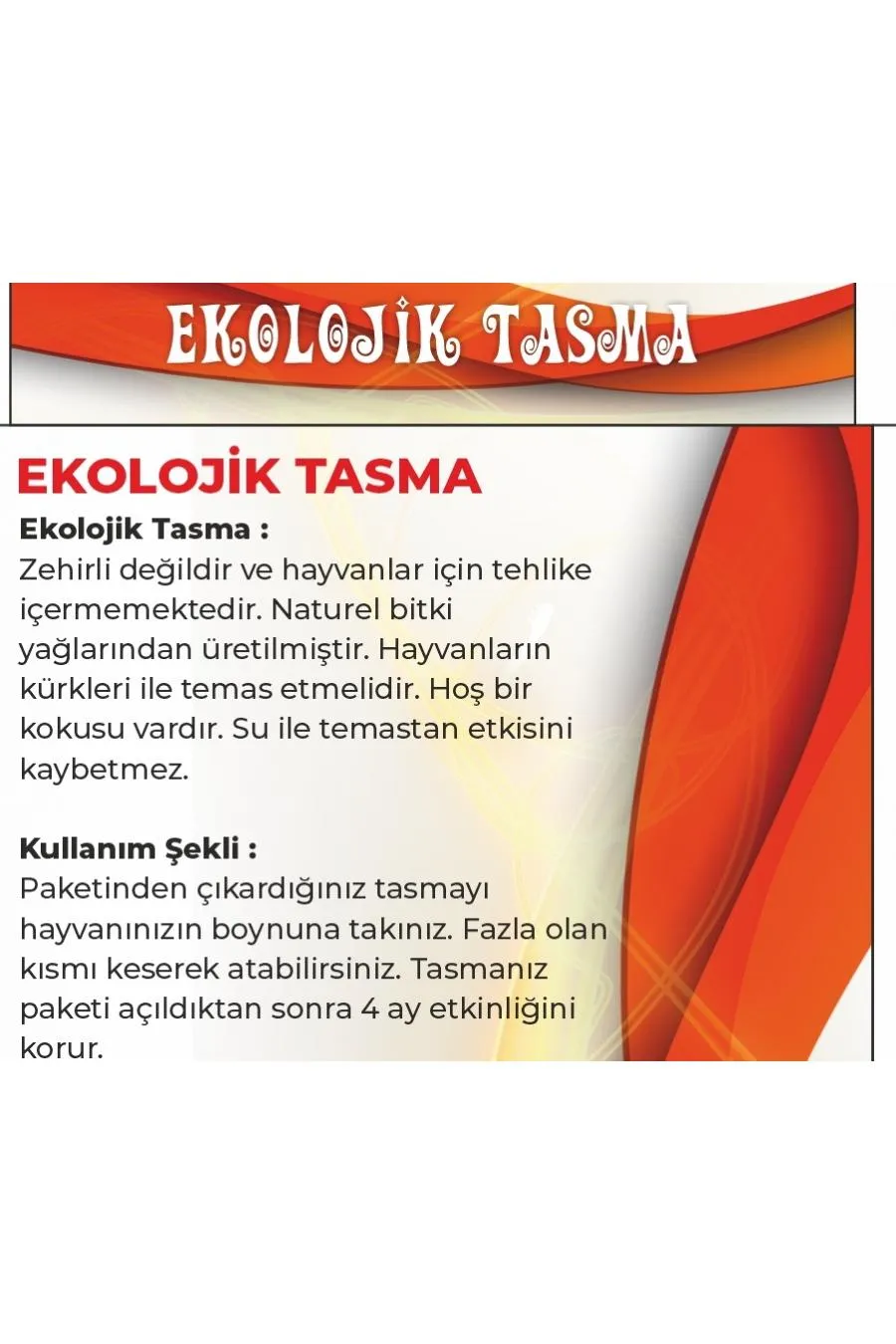 Ekolojik Tasma - Pire Tasması - 40 Cm