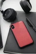 Kırmızı Saffiano Deri iPhone X / XS Kılıfı