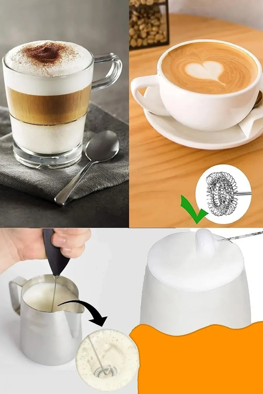 Mini Mixer Kahve Süt Köpürtücü Karıştırıcı Cappucino Mikser - Pratik Pilli Köpürtücü 1137 Bh