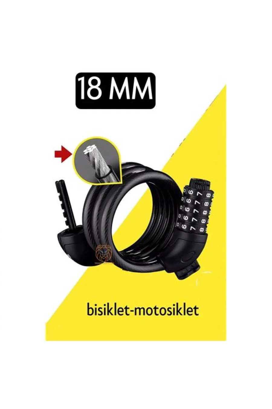 Motosiklet Bisiklet Kilidi 18 mm 5 Kademe Şifreli Çelik Halat