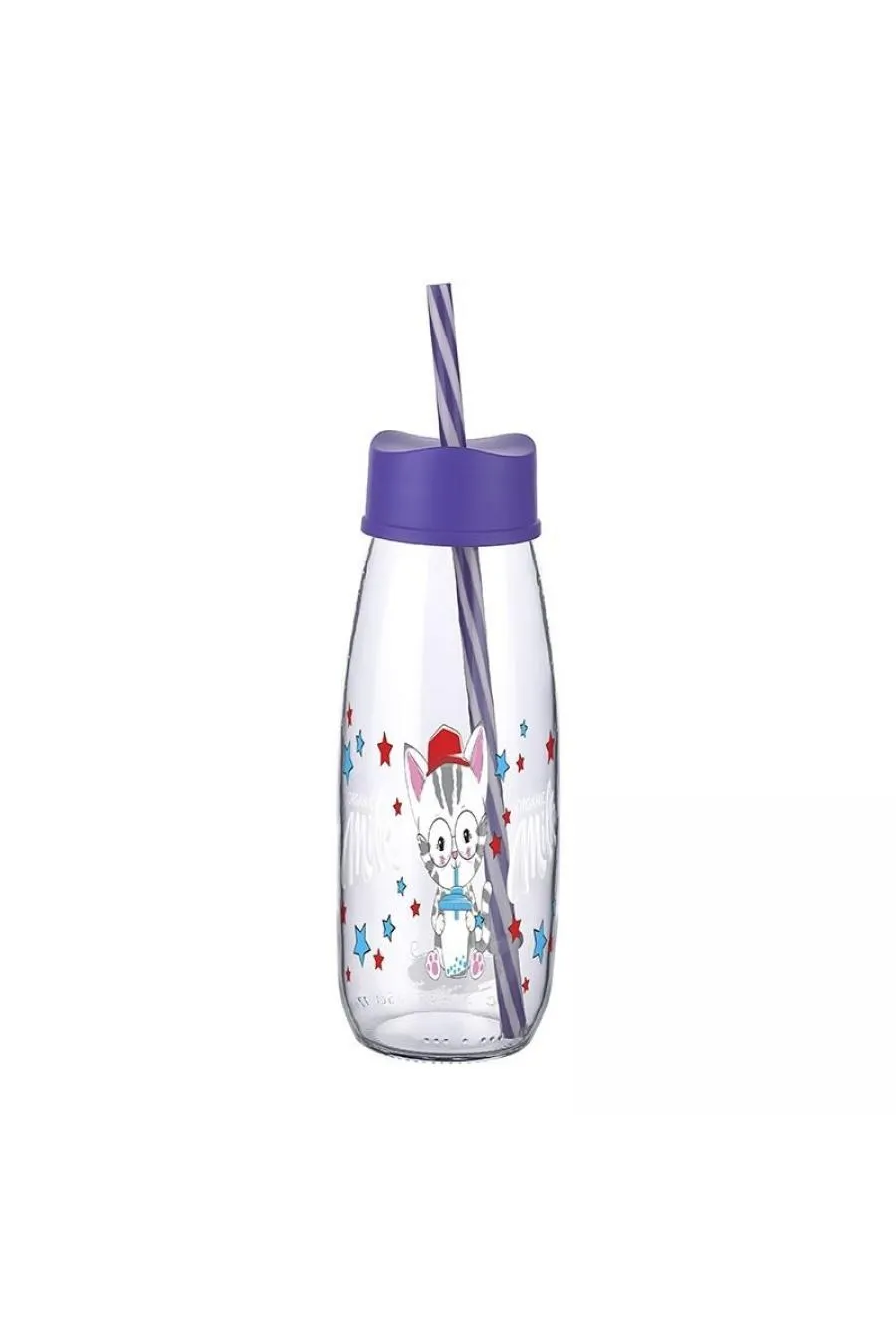 Pipetli Su Ve Süt Şişesi Cam 250 ML - Mor