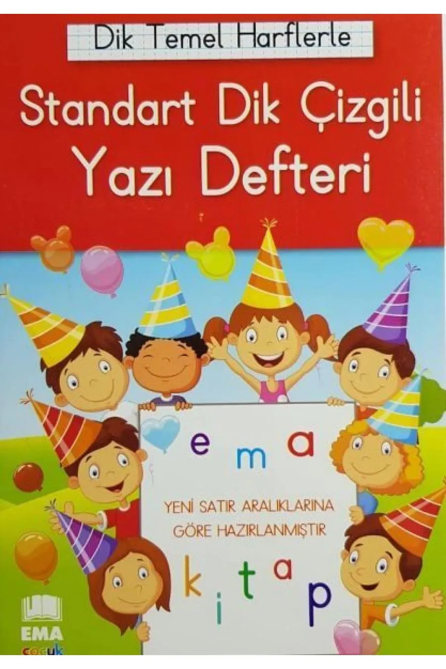 Dik Temel Harflerle Standart Renkli Kareli Yazı Defteri  (4022)