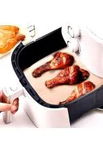 100 LÜ Deliksiz Düz Kare Air Fryer Pişirme Kağıdı Tek Kullanımlık Hava -Yağ Geçirmez Yapışmaz Kağıt