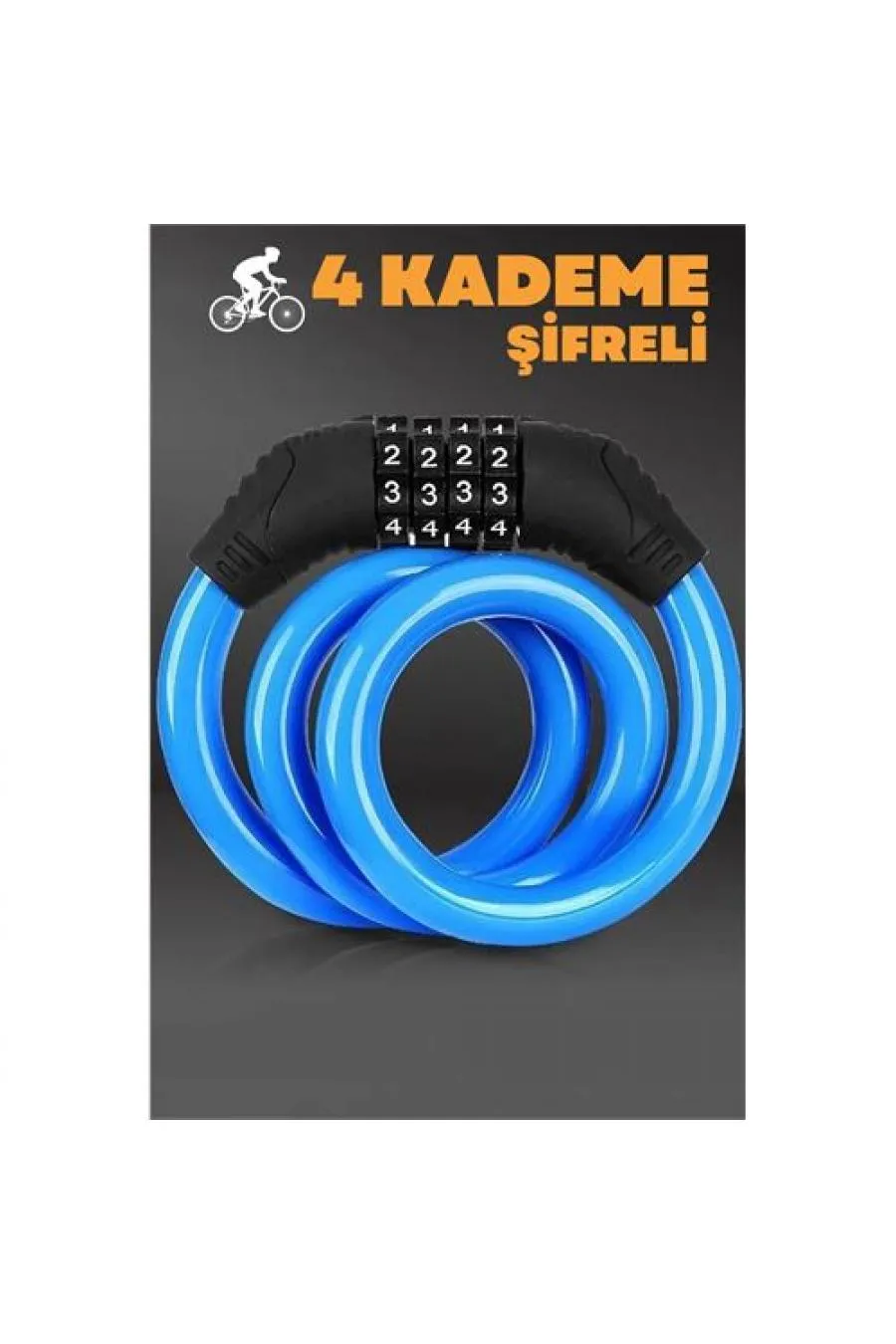 4 Şifreli 11 mm Çelik Halat Scooter Bisiklet Kilidi