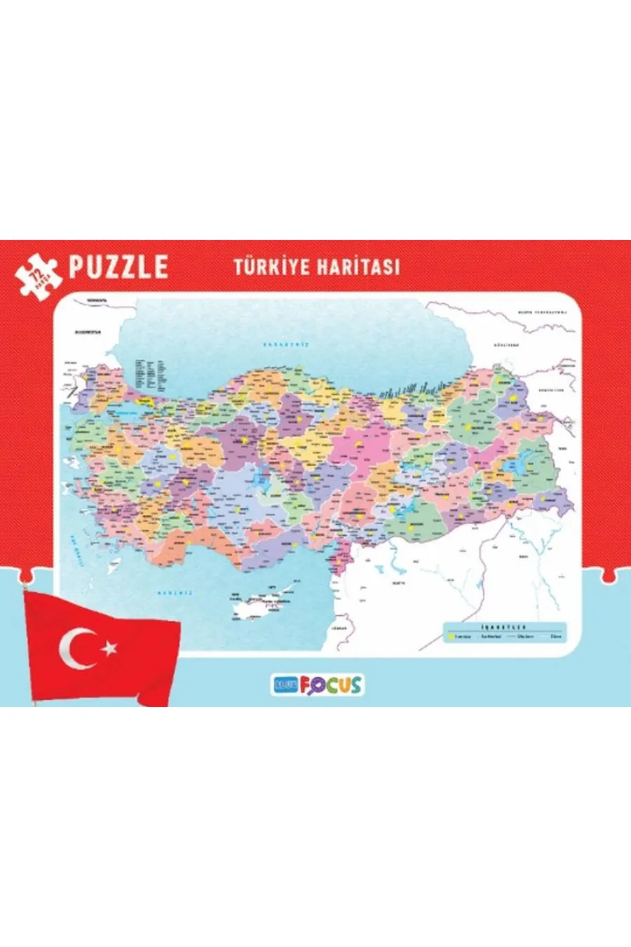 Blue Focus Türkiye Haritası - Frame Puzzle Boy 72 Parça  (4022)