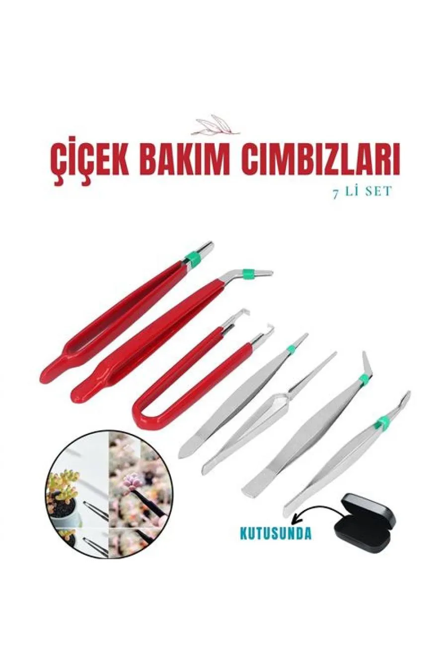 Çiçek Bakım Kutulu Cımbız Seti