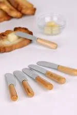 Tereyağı Bıçağı - Mini Spatula Ahşap Saplı 6 Adet