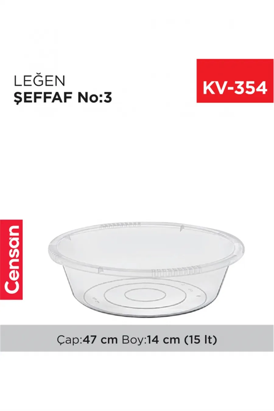 Şeffaf Leğen 3 No 15 Lt. E422