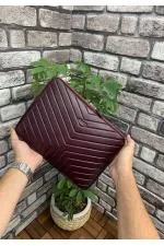 Bordo Üçgen Desen  Clutch Çanta