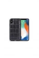 Efektif Baskılı Siyah Deri iPhone X / XS Kılıfı