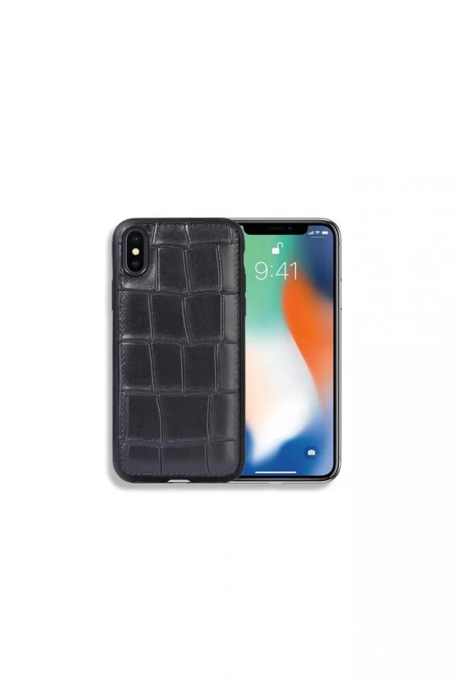 Efektif Baskılı Siyah Deri iPhone X / XS Kılıfı