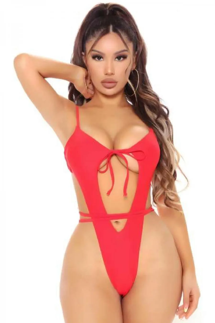 Kadın Babydoll Fantezi Harness Erotik Kıyafet 2051 Kırmızı -