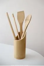 Standlı Bambu Kaşık Seti 4 Parça - Maşa - Kaşık - Spatula