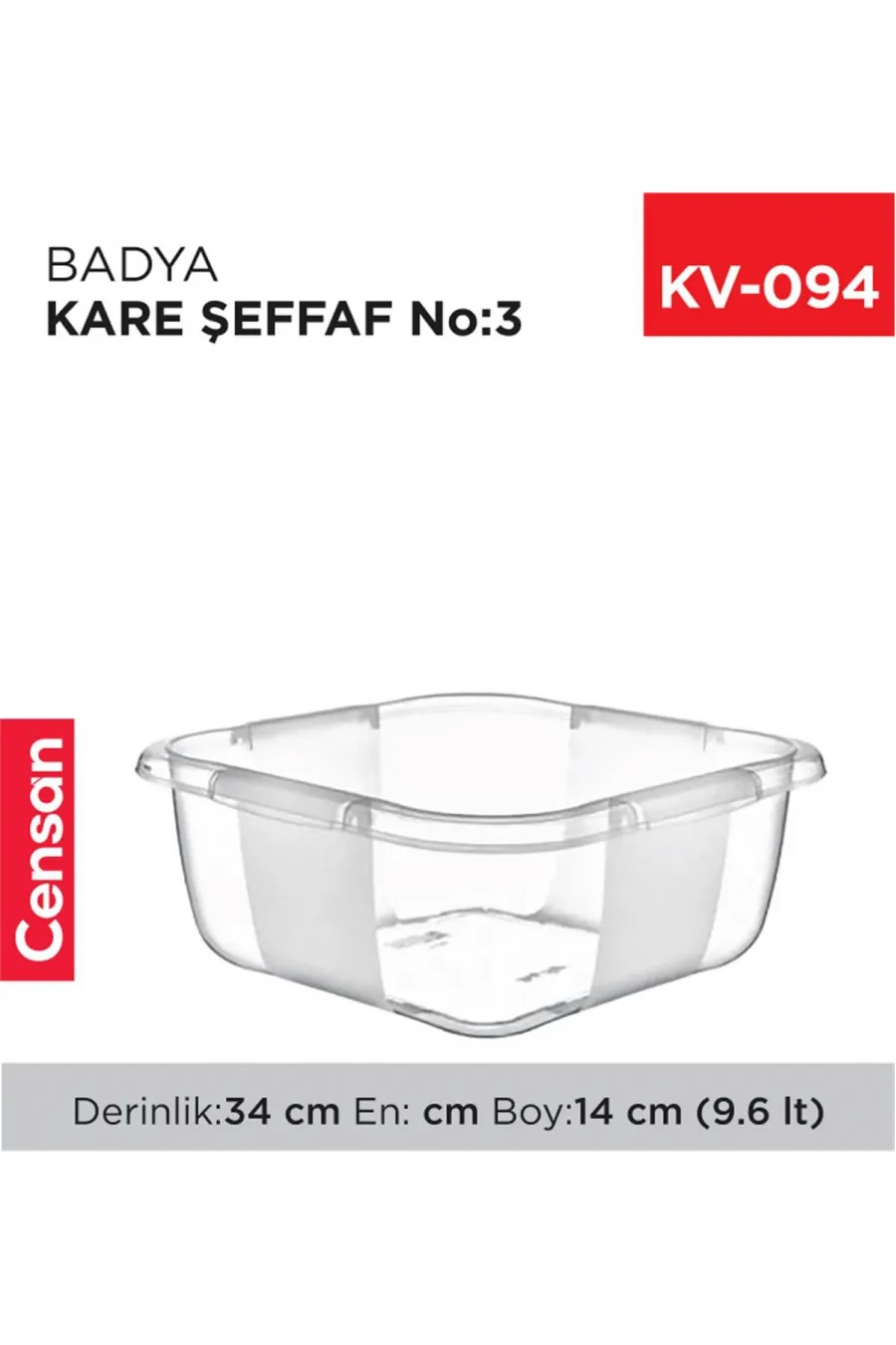 Kare Şeffaf Badya 1 Adet 3 No E166