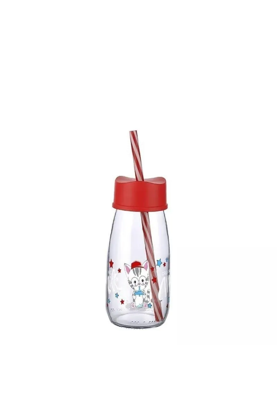 Pipetli Su Ve Süt Şişesi Cam 250 ML - Kırmızı