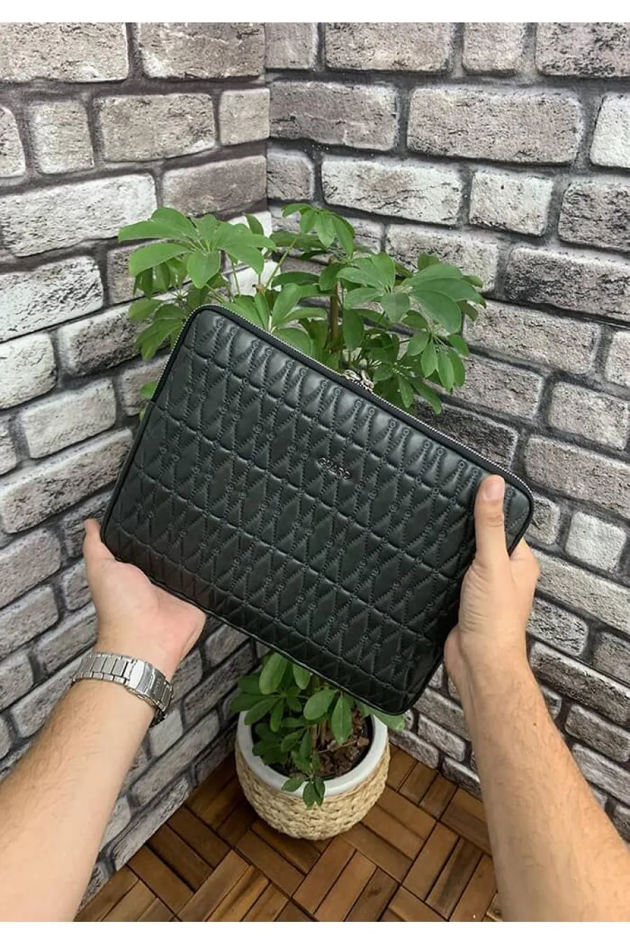 Nakış Desenli Yeşil Clutch Çanta