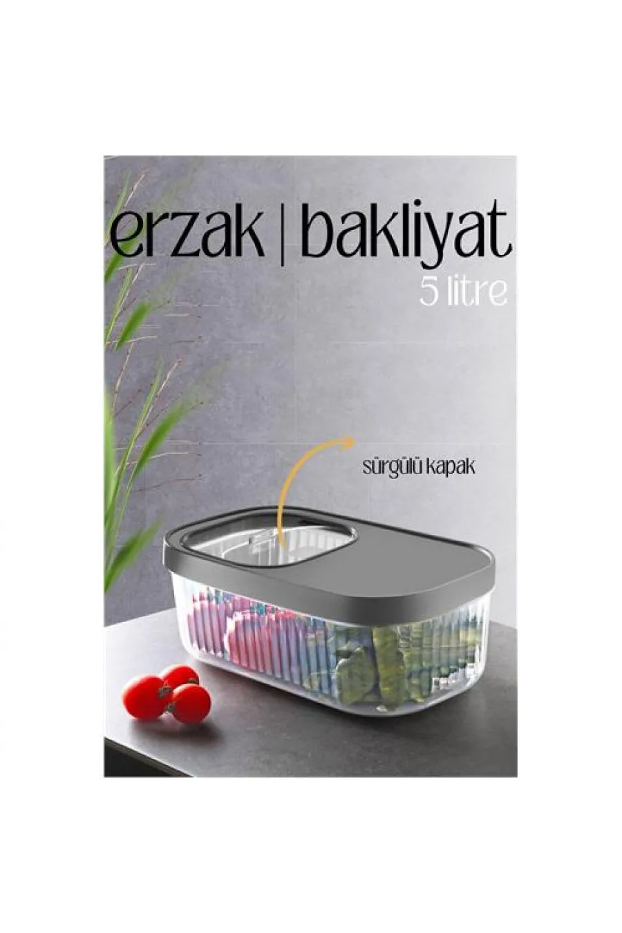 MultiBox Erzak Bakliyat Kutusu Sürgülü Kapak 5 Litre