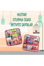 2 Set - 30 Parça Oturma Odası ve Mutfak Keçe Cırtlı Aktivite Sayfası - Çocuk Etkinlik , Eğitici Oyuncak