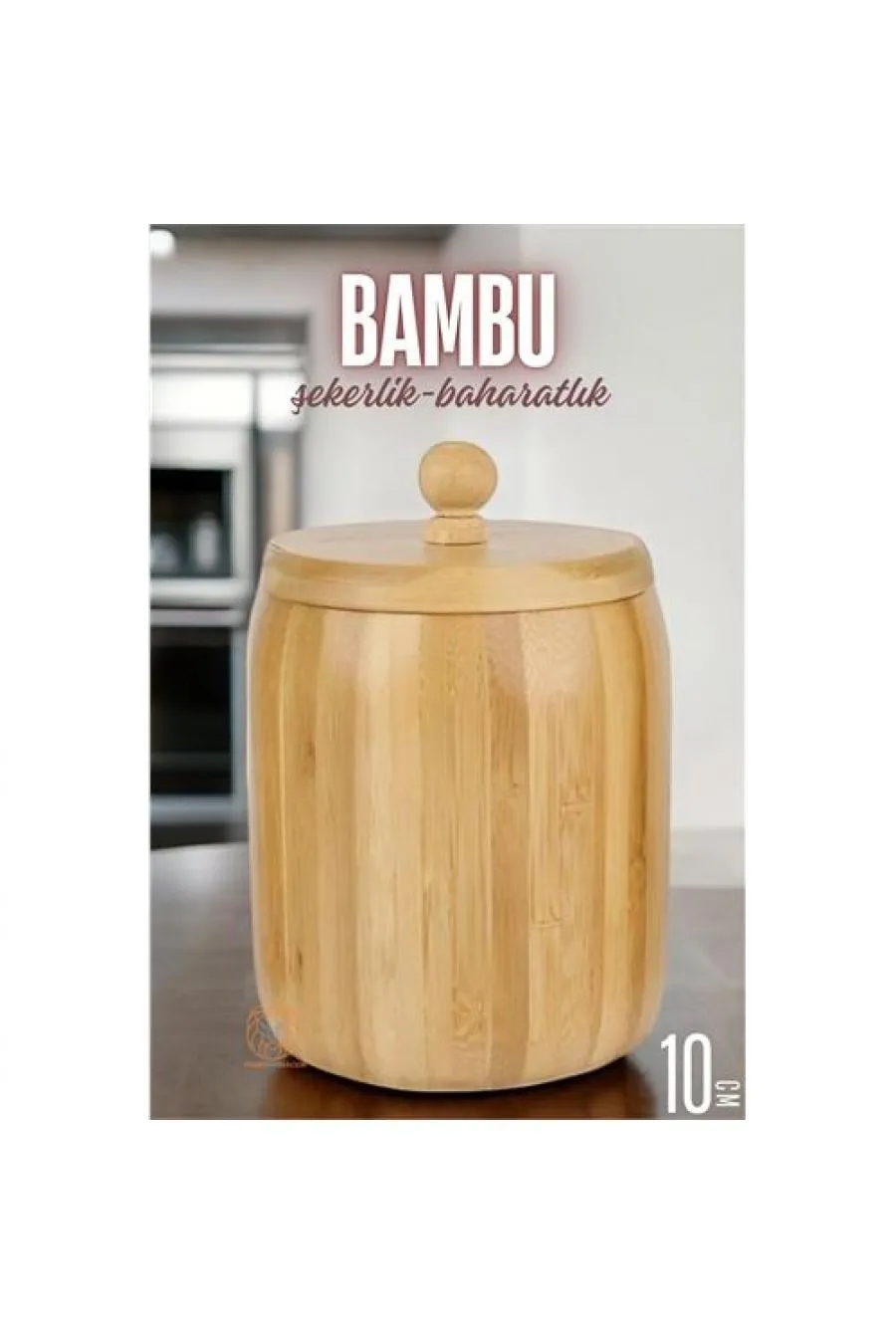 Bambu Şekerlik Baharatlık Çok Amaçlı Ahşap Saklama Kabı 10 CM