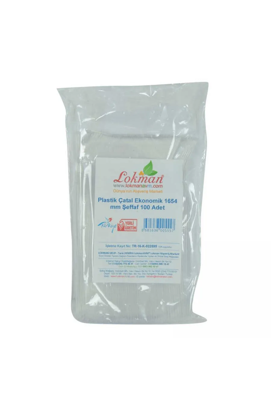 Plastik Çatal Ekonomik 1654 mm Şeffaf 100 Adet 1 Paket