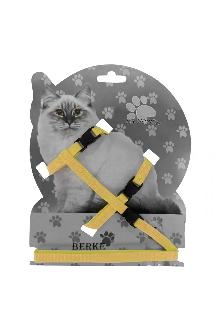 Gezdirme Kayışlı Dokuma Kedi Göğüs Tasma Seti 20*32-120 cm Sarı