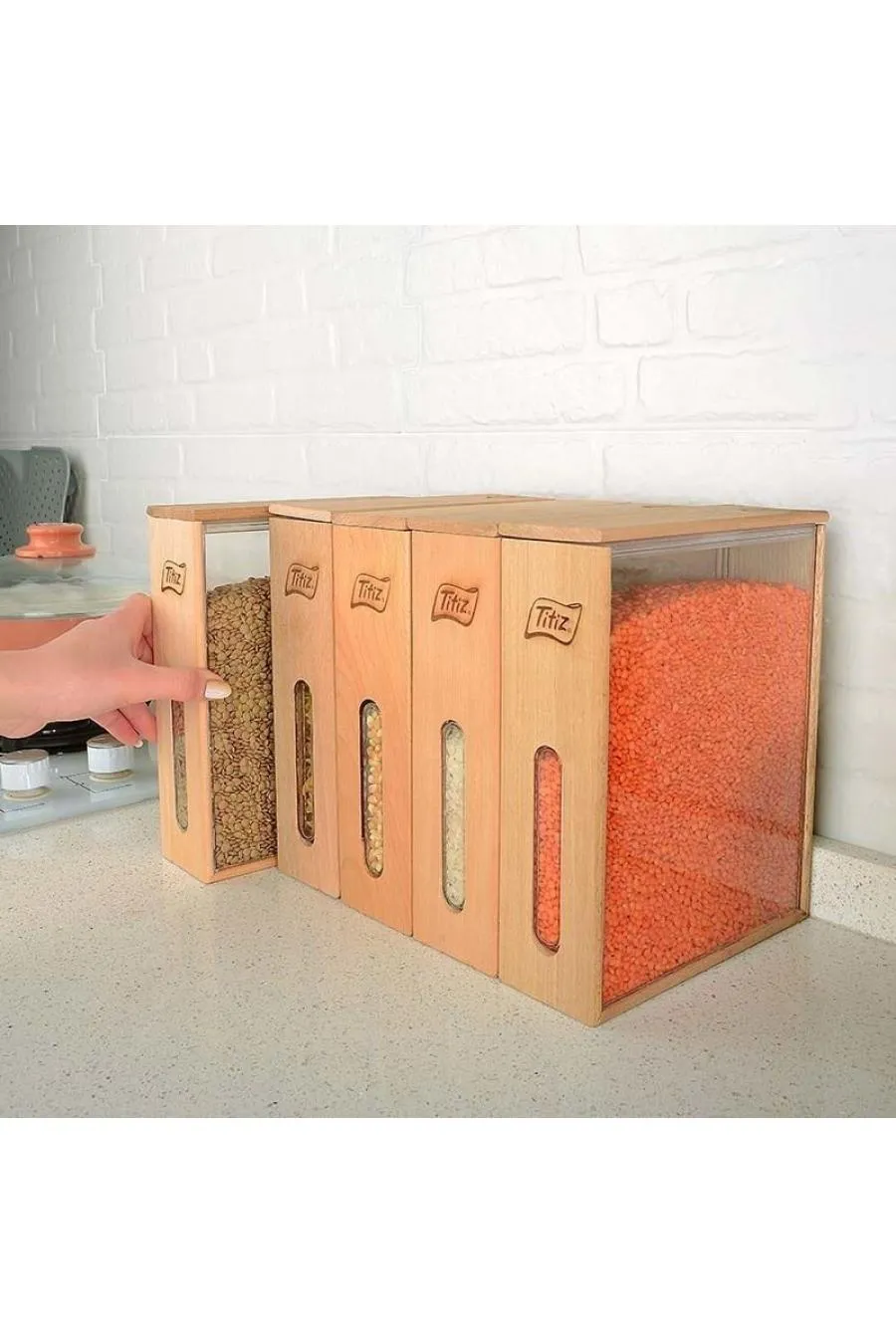 Ahşap Saklama Kabı Woodbox Bakliyat Organizer 1.7 LT