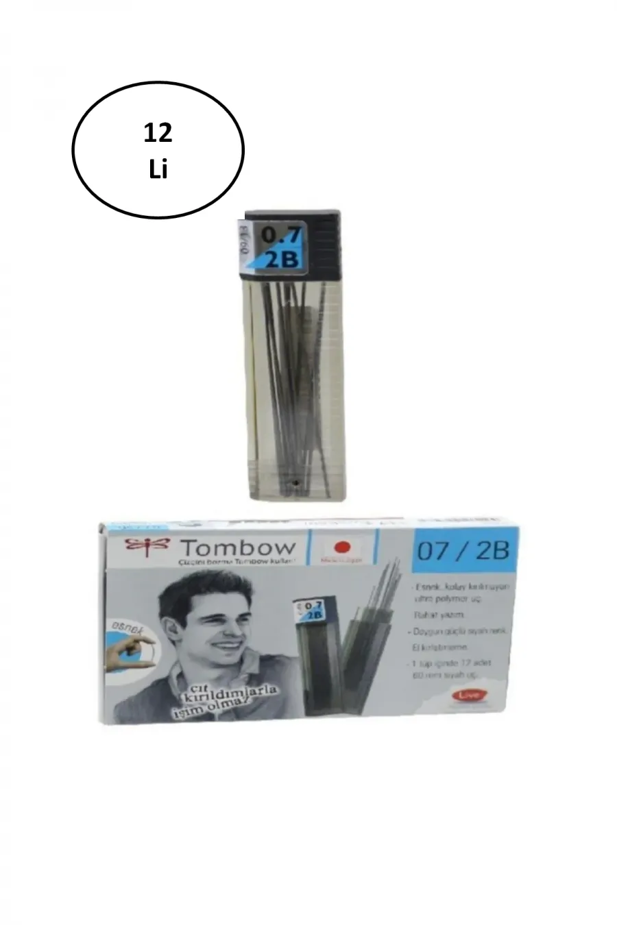 Tombow Min 0,7 Mm 2b   Kalem Ucu Klasik 12 Li