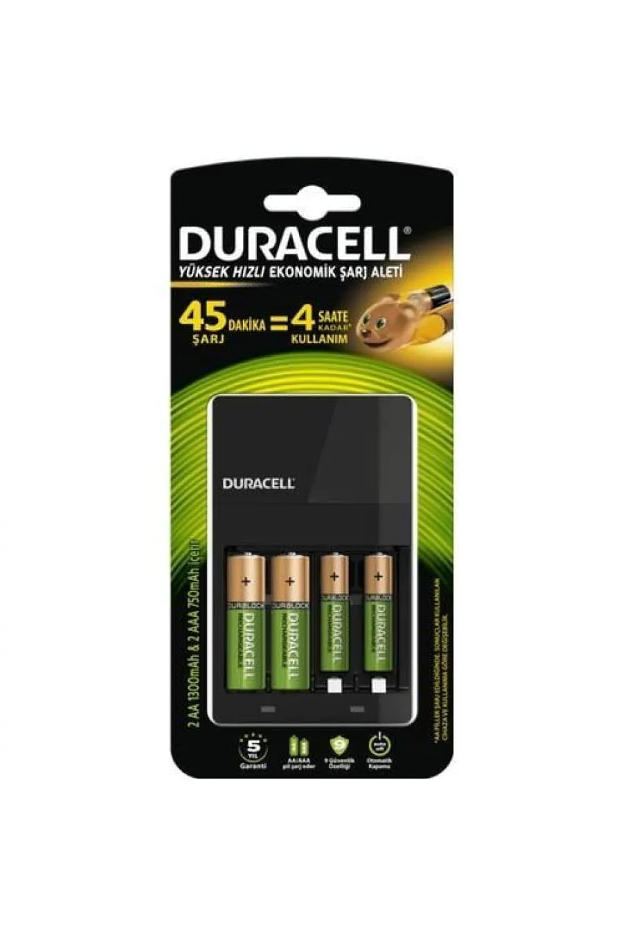 Duracell CEF 14 + 1300 mAh AA + 750 mAh AAA 4li Şarj Edilebilir Kalem Pil Seti