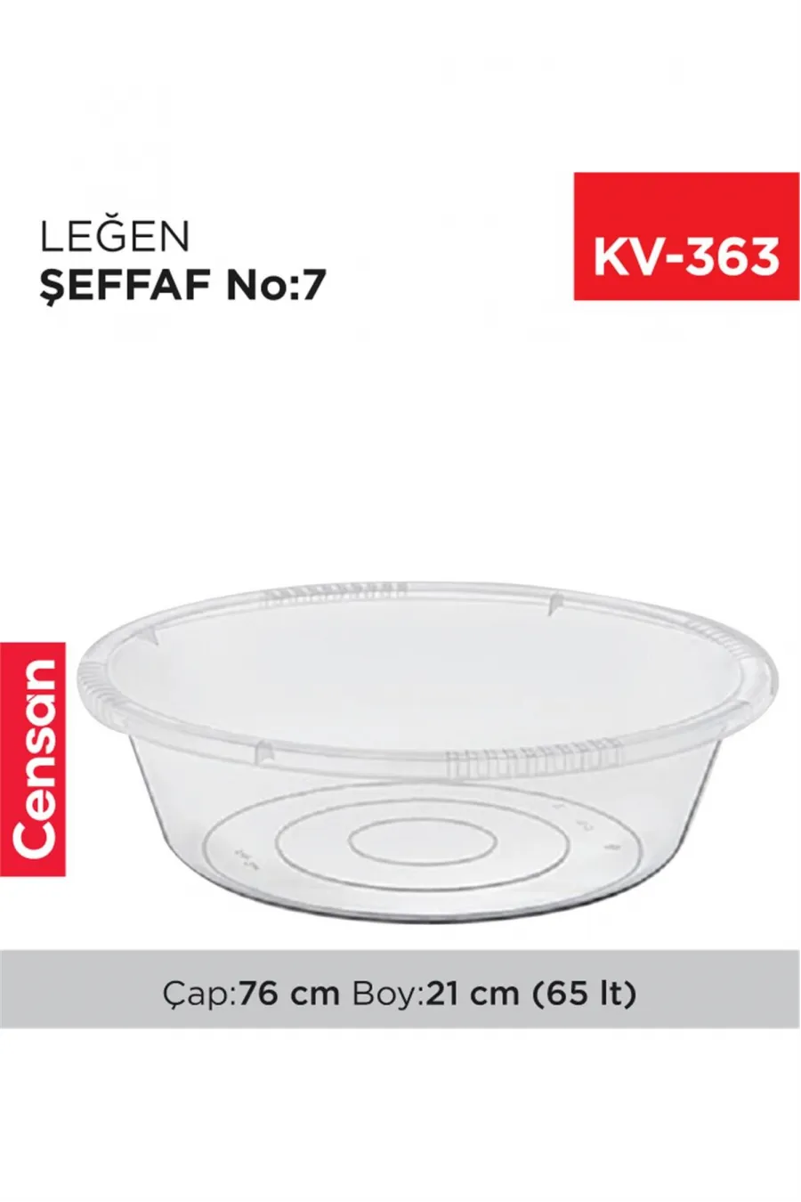 7 No Leğen Şeffaf Çamaşır Leğeni 65 Litre E426