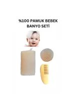 %100 Doğal Pamuk Bebek Banyo Lifi, Doğal Pamuklu Bebek Yüz Lifi, Bebek Limon Ağacı Ahşap Tarak Set