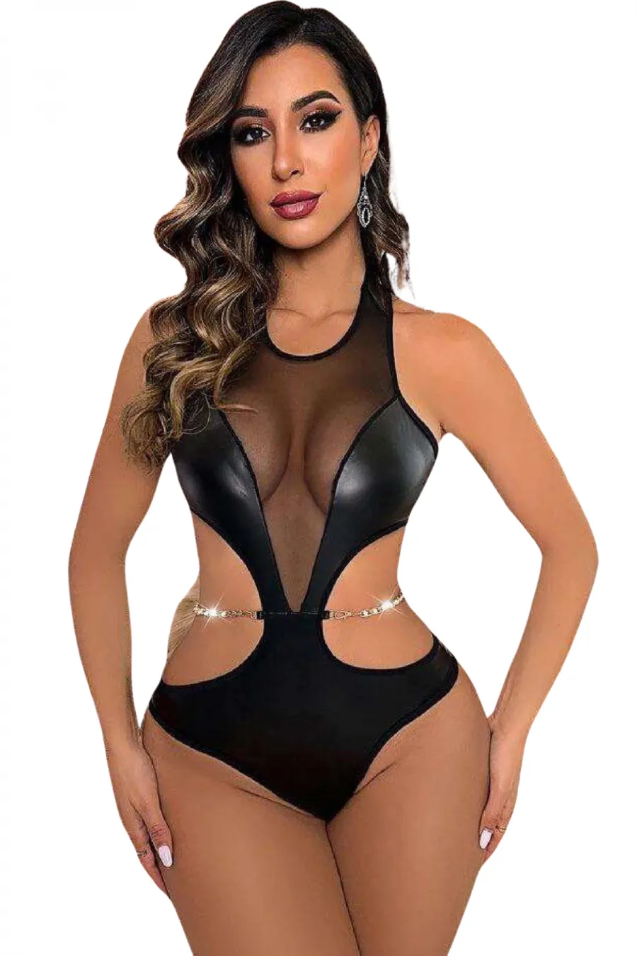 Kadın Babydoll Fantezi Harness Erotik  Kıyafet 2041 Siyah -