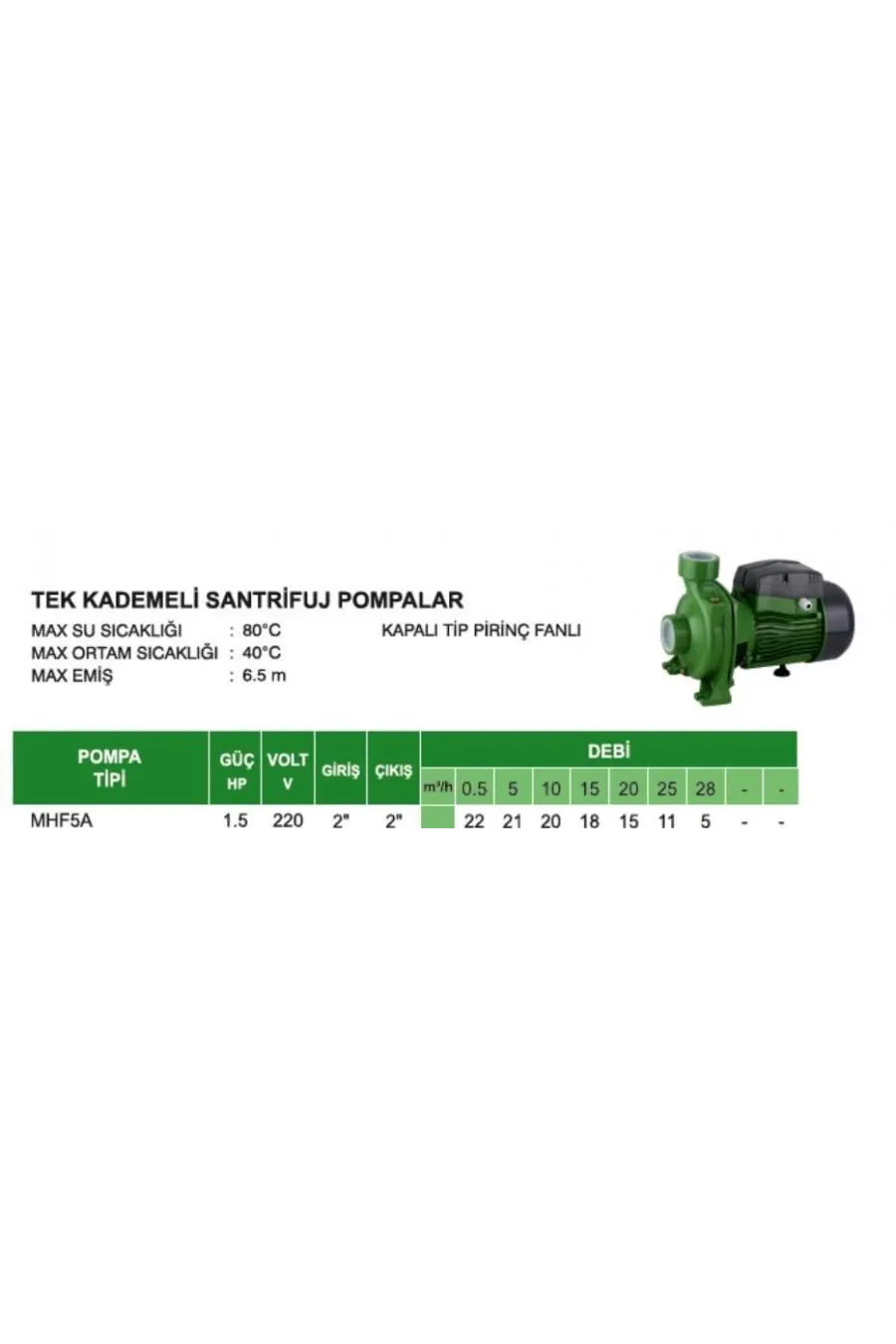 Atlantis MHF5A 1,5 HP Tek Kademeli Santrifuj Pompa