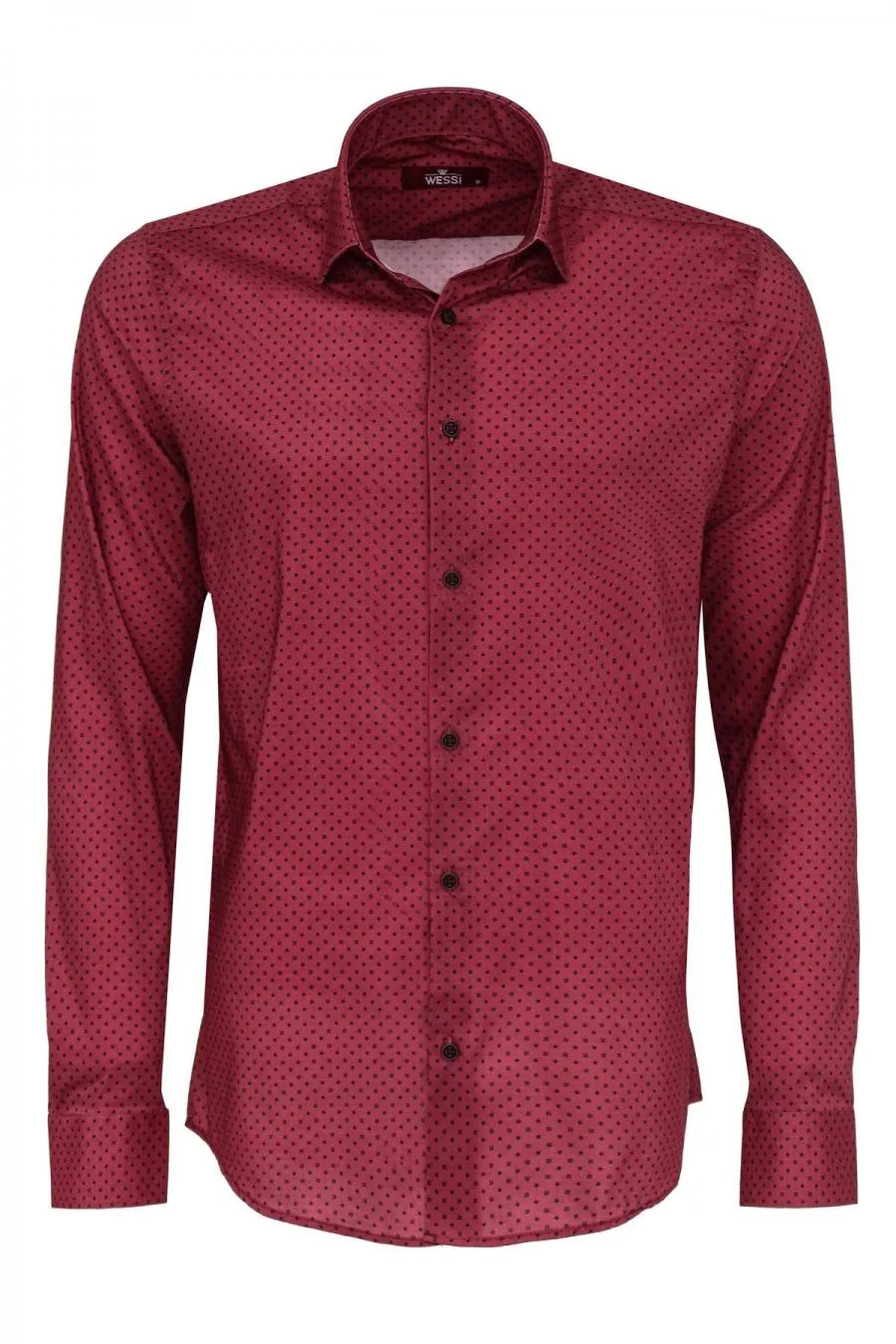 Bordo Desenli Slim Fit Gömlek - Wessi